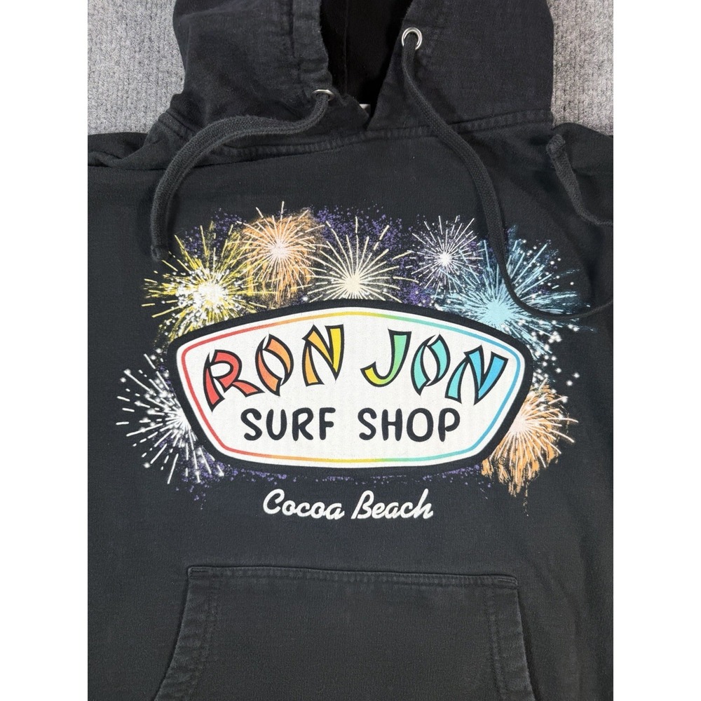 Ron Jon Surf Shop Hoodie Cocoa‎ Beach Black Fireworks Graphic Pullover Size M - Picture 6 of 9